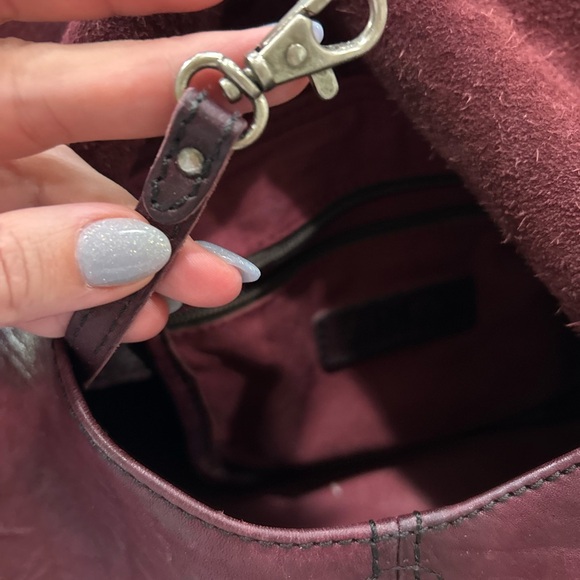 Vintage Y2K Cara hobo Dark Tigers Blood Red Leather Crescent Shape Shoulder Bag - Picture 12 of 15